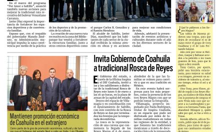 Portada RCG Media [6 de enero de 2025] Anuncian Ruta Recreativa en el sur de Saltillo; invita Gobierno de Coahuila a tradicional Rosca de Reyes y más…