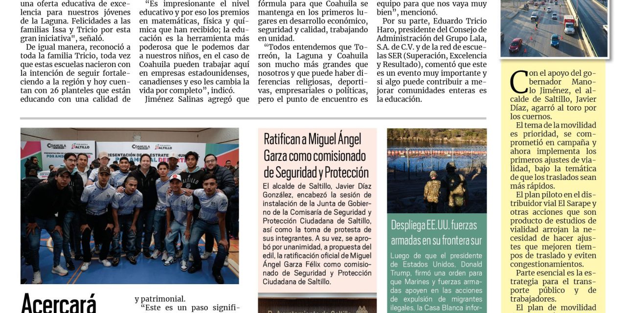 Portada RCG Media [25 de enero de 2025] Trabaja sociedad y Gobierno por la educación en Coahuila; intensifica Ramos Arizpe labores de limpieza en vialidades y más…