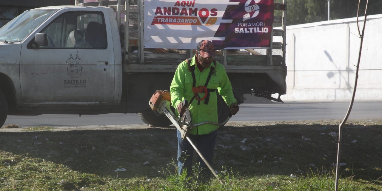 Dan mantenimiento al Paseo de la Reforma en Saltillo
