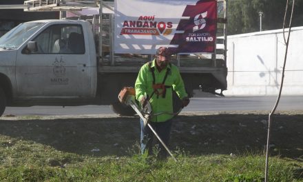 Dan mantenimiento al Paseo de la Reforma en Saltillo