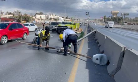 Cae luminaria en el boulevard Fundadores debido al viento registrado en la ciudad