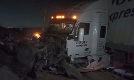 Trailero se queda dormido al volante y termina estrellado en la carretera en Ramos Arizpe