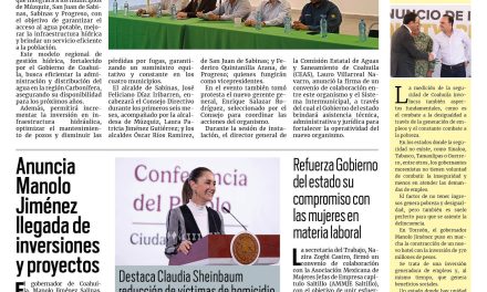 Portada RCG Carbonífera [26 de febrero de 2025] Instalan Sistema Intermunicipal de Aguas y Saneamiento en la región; entregan cuerpo del último minero de ‘El Pinabete’ y más…