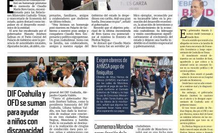 Portada RCG Centro [06 de febrero de 2025] Coahuila rinde homenaje póstumo a Claudio Bres Garza; prevalece incertidumbre ante aranceles de Estados Unidos y más…