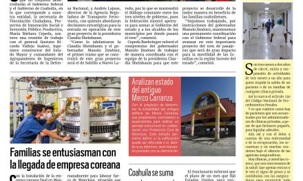 Portada RCG Centro [08 de febrero de 2025] Avanza planeación del tren de pasajeros Saltillo-Nuevo Laredo; realizarán Feria del Empleo Exprés con más de 550 vacantes y más…