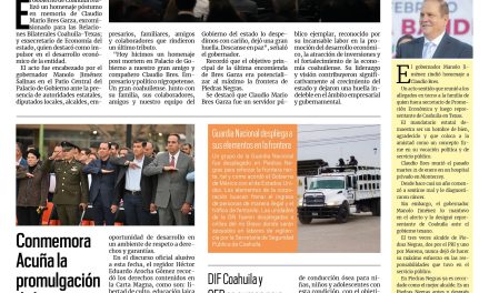 Portada RCG Fronteriza [06 de febrero de 2025] Coahuila rinde homenaje póstumo a Claudio Bres Garza; alista DIF Coahuila entrega de apoyos a adultos mayores y más…