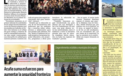 Portada RCG Fronteriza [07 de febrero de 2025] Reafirma Manolo Jiménez su compromiso con la UADEC; llegarán a Acuña 200 elementos de la Guardia Nacional y más…