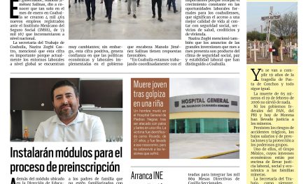 Portada RCG Fronteriza [09 de febrero de 2025] Coahuila registra más de 4 mil empleos nuevos; Estados Unidos abre frontera de Piedras Negras al ganado y más…