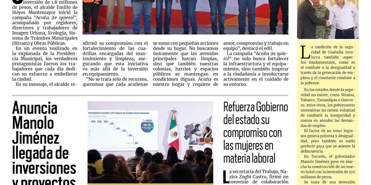 Portada RCG Fronteriza [26 de febrero de 2025] Arranca la campaña ‘Acuña ¡te quiero!’; instalan Consejo Municipal de Salud y más…