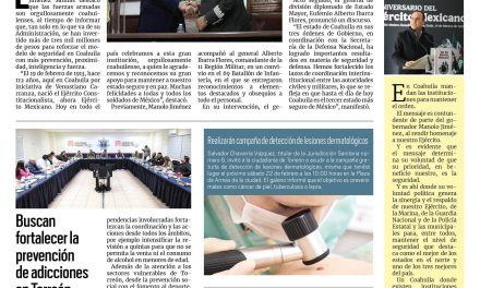 Portada RCG Lagunera [20 de febrero de 2025] El Ejército Mexicano es orgullosamente coahuilense: Manolo Jiménez; buscan fortalecer la prevención de adicciones en Torreón y más…