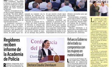 Portada RCG Lagunera [26 de febrero de 2025] Anuncia Manolo Jiménez llegada de inversiones y proyectos; supervisan a negocios con ‘Regularízate Torreón 2025’ y más…
