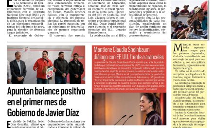 Portada RCG Media [1 de febrero de 2025] Colabora Gobierno de Coahuila con INE y IEC para elecciones; avanzan obras y mantenimiento urbano durante enero y más…
