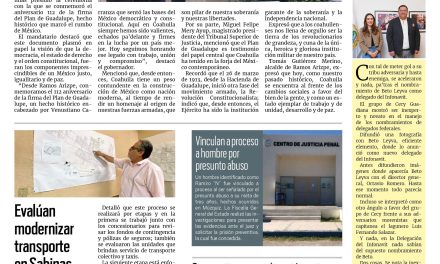 Portada RCG Carbonífera [27 de marzo de 2025] Conmemoran aniversario 112 de la firma del Plan de Guadalupe; evalúan modernizar transporte en Sabinas y más…