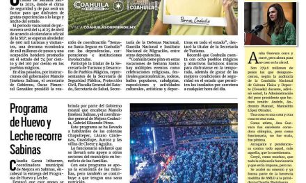 Portada RCG Carbonífera [30 de marzo de 2025] Coahuila, listo para recibir al turismo en Semana Santa; Múzquiz refuerza la seguridad y más…