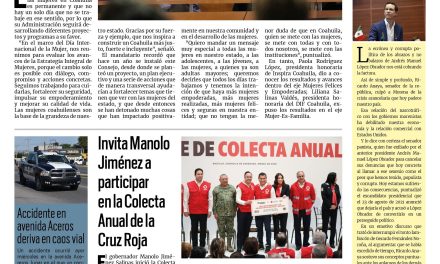 Portada RCG Centro [06 de marzo de 2025] Mantiene Coahuila acciones permanentes en beneficio de las mujeres; Inspira impulsa la educación de las monclovenses y más…