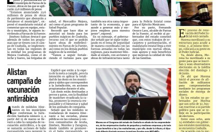 Portada RCG Fronteriza [12 de marzo de 2025] Fortalece Coahuila la infraestructura de los pueblos mágicos; alistan campaña de vacunación antirrábica y más…