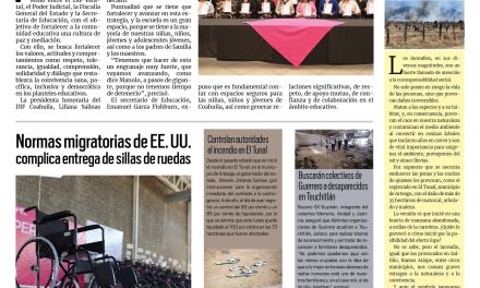 Portada RCG Fronteriza [17 de marzo de 2025] Trabaja Coahuila por una cultura de la paz en las escuelas; normas migratorias de EE. UU. complica entrega de sillas de ruedas y más…
