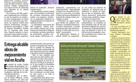 Portada RCG Fronteriza [08 de marzo de 2025] Manolo Jiménez cuida, fortalece y empodera a las coahuilenses; restablecen servicio de agua al poniente de Acuña y más…