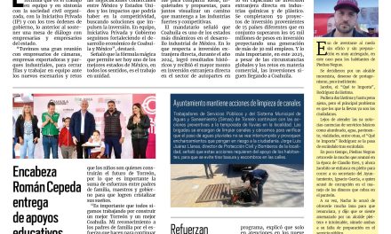 Portada RCG Lagunera [25 de marzo de 2025] Cierran filas IP y Gobierno de Coahuila ante acuerdos internacionales; encabeza Román Cepeda entrega de apoyos educativos y más…