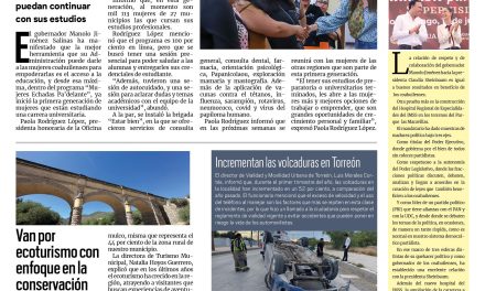 Portada RCG Lagunera [31 de marzo de 2025] Inician clases en la primera generación de ‘Mujeres Echadas Pa’delante’; van por ecoturismo con enfoque en la conservación y más…