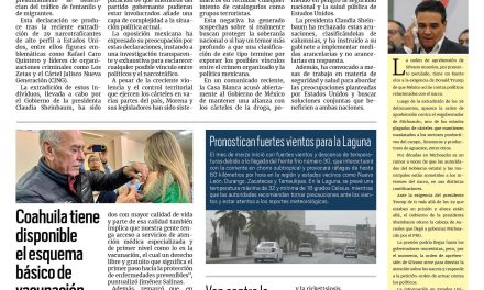Portada RCG Lagunera [2 de marzo de 2025] Trump lanza dardo envenenado; Morena protege a narcogobernadores; Inician foros ciudadanos para el Plan Municipal de Desarrollo y más…