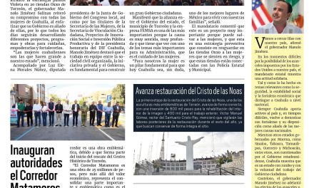 Portada RCG Lagunera [05 de marzo de 2025]‘Las mujeres coahuilenses hacen grande al estado’; inauguran autoridades el Corredor Matamoros y más…