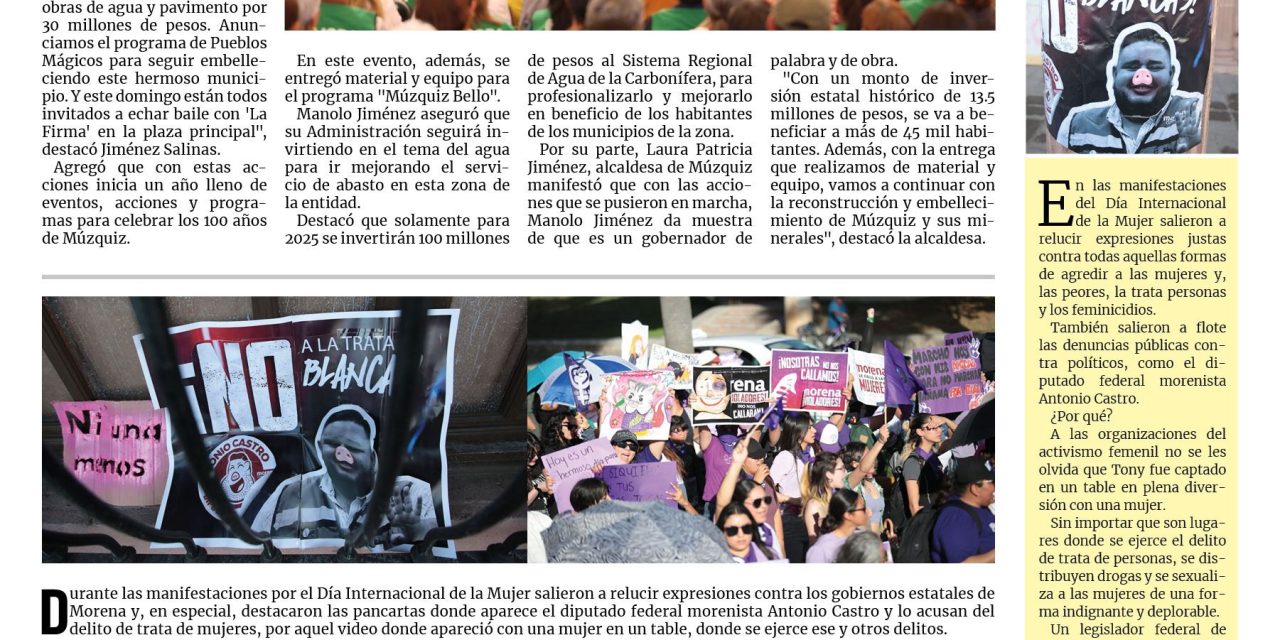Portada RCG Media [9 de marzo de 2025] Arranca Manolo Jiménez los festejos del centenario de Múzquiz con obras; Lleva Gobierno de Saltillo cultura a todos los rincones y más…