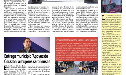 Portada RCG Media [11 de marzo de 2025] Inicia operativo de prevención y combate de incendios forestales; entrega municipio ‘Apoyos de Corazón’ a mujeres saltillenses  y más…