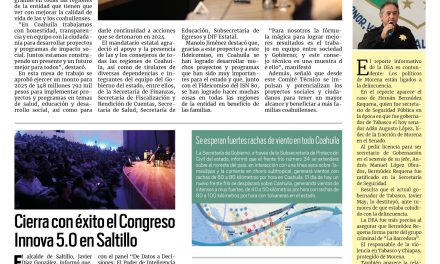 Portada RCG Media [14 de marzo de 2025] Acuerdan empresarios y Gobierno proyectos para los coahuilenses; cierra con éxito el Congreso Innova 5.0 en Saltillo y más…