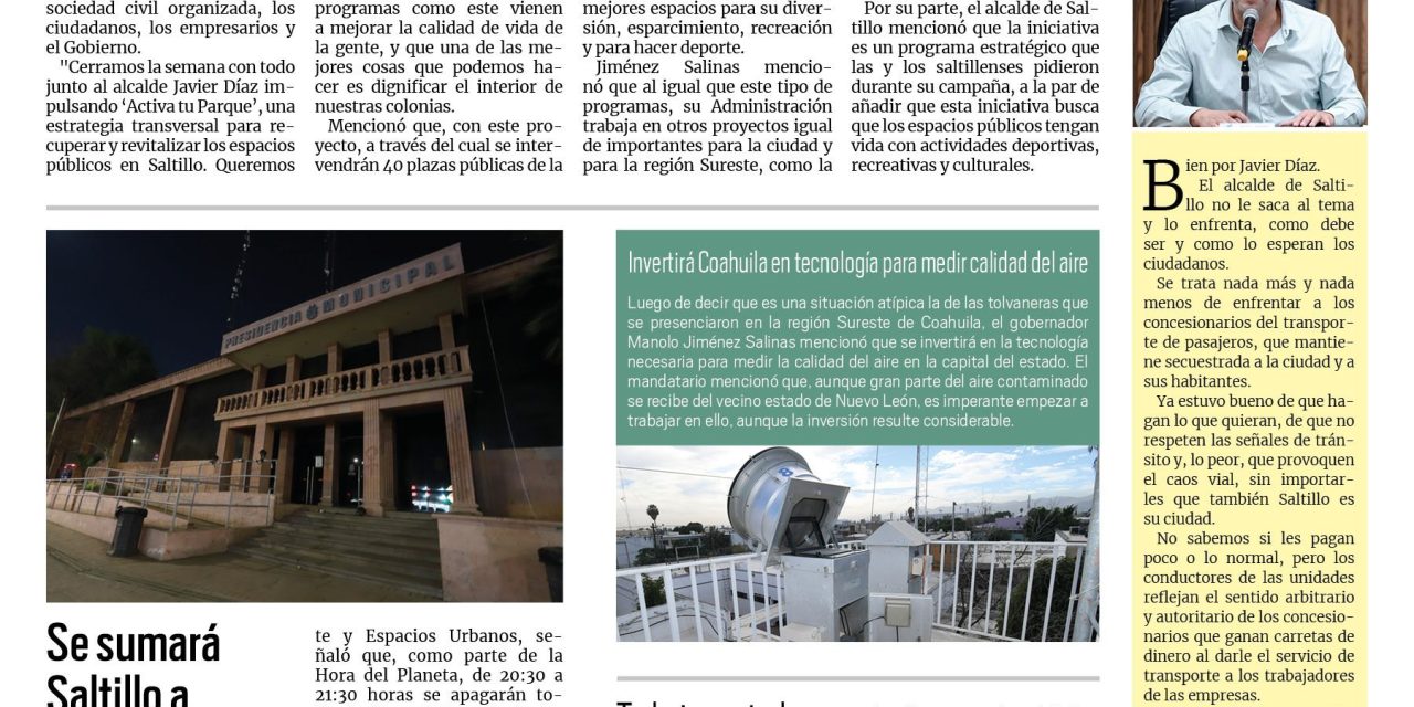 Portada RCG Media [22 de marzo de 2025] Inician Manolo Jiménez y Javier Díaz el programa ‘Activa tu Parque’; invita Tomás Gutiérrez a juego de Saraperos contra Toros de Tijuana y más…