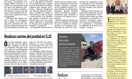 Portada RCG Carbonífera [29 de abril de 2025] Intervendrá estado y fuerzas armadas en la seguridad de Torreón; un éxito el Concurso del Novillo Gordo 2025 y más…