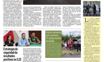 Portada RCG Carbonífera [24 de abril de 2025] Avanzan las obras de infraestructura en todo Coahuila; Estrategia de seguridad da resultados positivos en SJS y más…