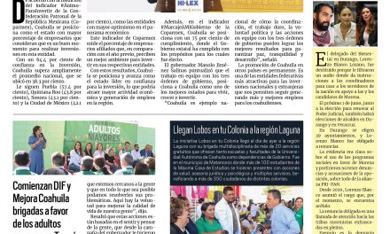 Portada RCG Lagunera [5 de abril de 2025] Encabeza Coahuila entidades predilectas para invertir en México; comienzan DIF y Mejora Coahuila brigadas a favor de los adultos mayores en Torreón y más…