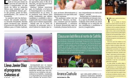 Portada RCG Media [25 de abril de 2025] ‘La elección del Poder Judicial en Coahuila está blindada’; lleva Javier Díaz el programa Colonias al 100 al barrio del Ojo de Agua y más…