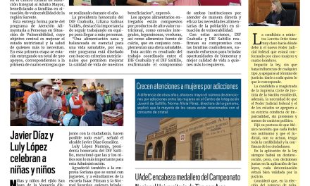 Portada RCG Media [27 de abril de 2025] Inicia DIF Coahuila entrega de apoyos alimentarios; Mejoran vialidades en Ramos Arizpe y más…
