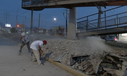 Empezó la demolición del puente peatonal, que une las colonias Valle de las Flores y Fundadores