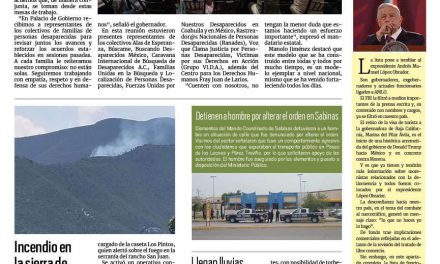 Portada RCG Carbonífera [18 de mayo de 2025] Coahuila reitera su compromiso con familias de personas desaparecidas; Rehabilitan caminos rurales y estanques de agua en Agujita y más…