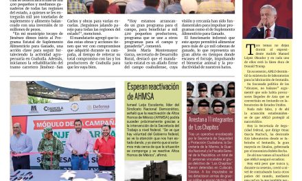 Portada RCG Centro [20 de mayo de 2025] Da inicio Manolo Jiménez al Programa de Suplemento Alimenticio para Ganado; comienza Carlos Villarreal campaña de canje de armas y más…