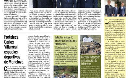 Portada RCG Centro [24 de mayo de 2025] Fortalecen estrategias de seguridad en Coahuila; mujer pierde la vida tras ser apuñalada por su pareja afuera del Banco Bienestar  y más…