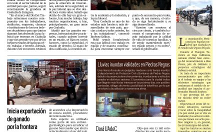 Portada RCG Fronteriza [4 de mayo de 2025] Paz laboral, un pilar fundamental para el desarrollo de Coahuila; Estiman un gasto de 600 pesos para celebrar a las mamás y más…