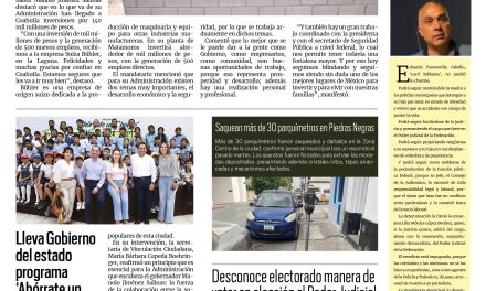 Portada RCG Fronteriza [28 de mayo de 2025] Coloca Manolo Jiménez la primera piedra de Bühler; lleva Gobierno del estado programa ‘Ahórrate un Chorro’ a Acuña y más…