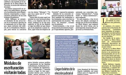 Portada RCG Lagunera [11 de mayo de 2025] Edith Márquez y Tropicalísimo Apache le cantan a las mamás; Antiguo Hospital del Issste será clínica familiar y más…