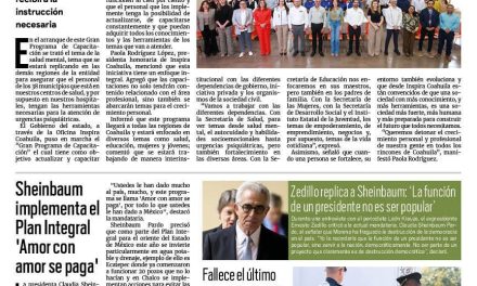 Portada RCG Nacional e Internacional [5 de mayo de 2025] Inicia Inspira Coahuila el ‘Gran Programa de Capacitación’; Sheinbaum implementa el Plan Integral ‘Amor con amor se paga’ y más…