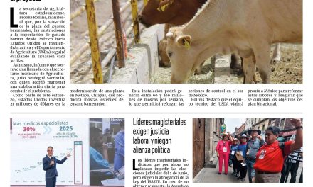 Portada RCG Nacional e Internacional [28 de mayo de 2025] Acuerdan México y EE. UU. acciones para combatir al gusano barrenador; asegura Sheinbaum récord en contratación de médicos especialistas y más…