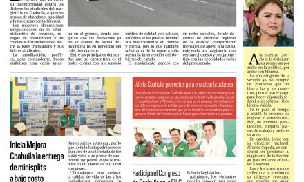 Portada RCG Media [ 3 de mayo 2025] Maestros se manifiestan contra el magisterio; será Ramos Arizpe sede de los Juegos Regionales Deportivos y Culturales y más…