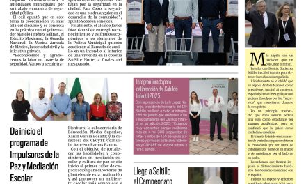 Portada RCG Media [7 de mayo de 2025] Reconoce Oxxo la estrategia de seguridad de Saltillo; da inicio el programa de Impulsores de la Paz y Mediación Escolar y más…