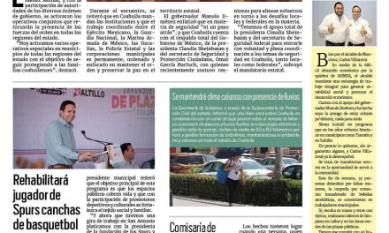 Portada RCG Media [27 de mayo de 2025] Activan operativos para fortalecer la seguridad de Coahuila; rehabilitará jugador de Spurs canchas de basquetbol y más…