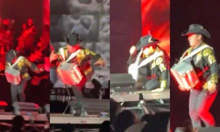 Así ocurrió la viral caída de Alfredito Olivas durante un concierto en Sinaloa