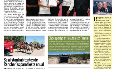 Portada RCG Carbonífera [27 de junio de 2025] Manolo Jiménez entrega premios a ganadores de la Olimpiada del Conocimiento;se alistan habitantes de Rancherías para fiesta anual y más…