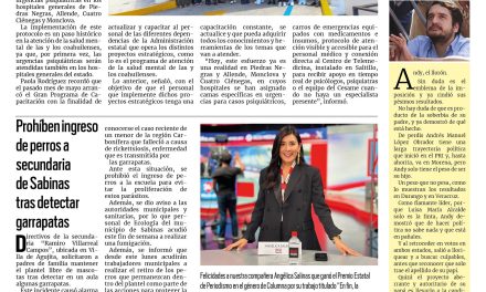 Portada RCG Carbonífera [9 de junio de 2025] Inspira Coahuila implementa protocolo para atención de urgencias psiquiátricas; prohíben ingreso de perros a secundaria de Sabinas tras detectar garrapatas y más…